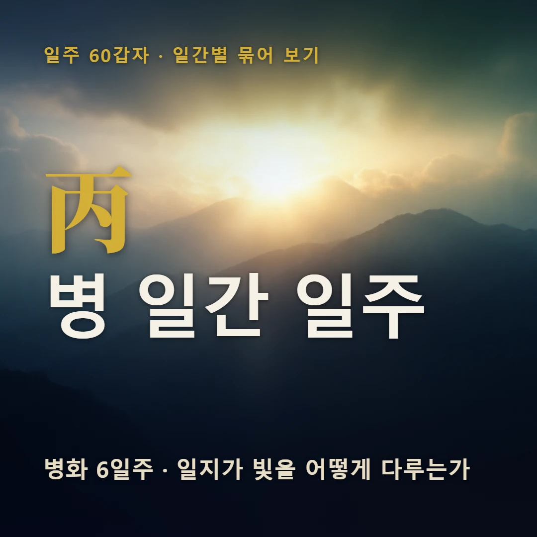 병 일간 일주 표지 — 병화 6일주 · 일지가 빛을 어떻게 다루는가