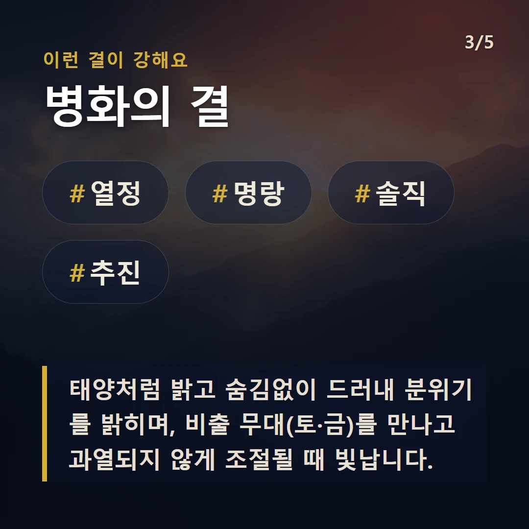 병화의 결 — #열정 #명랑 #솔직 #추진