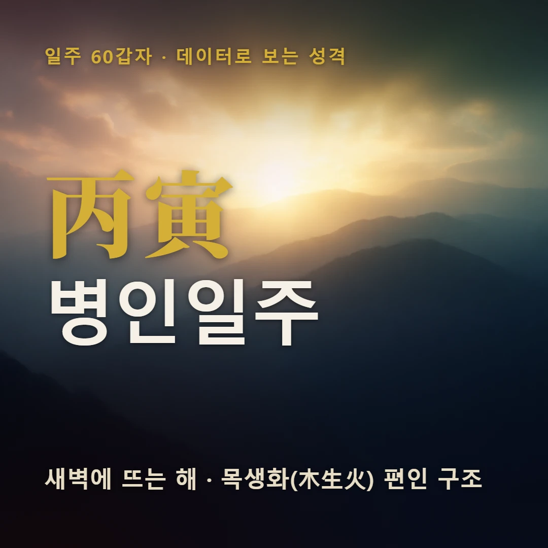 병인일주 표지 — 새벽에 뜨는 해 · 목생화(木生火) 편인 구조