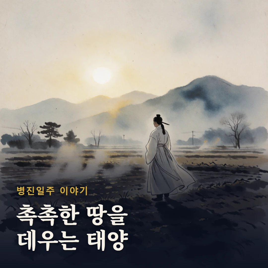 병진일주 이야기 표지 — 촉촉한 땅을 데우는 태양