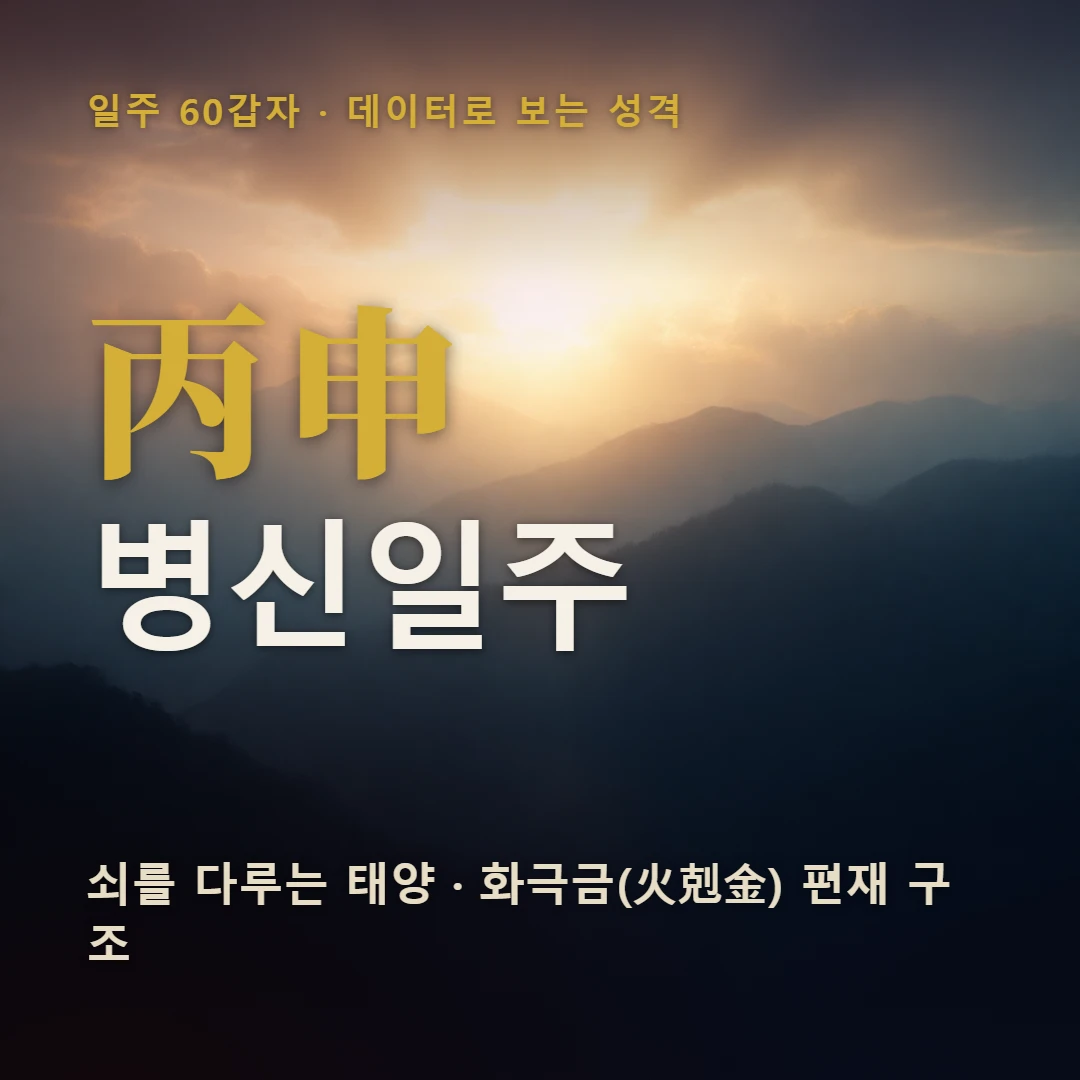 병신일주 표지 — 쇠를 다루는 태양 · 화극금(火剋金) 편재 구조
