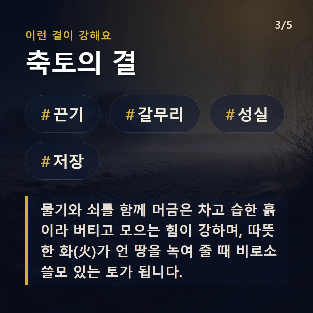 축토의 결 — #끈기 #갈무리 #성실 #저장