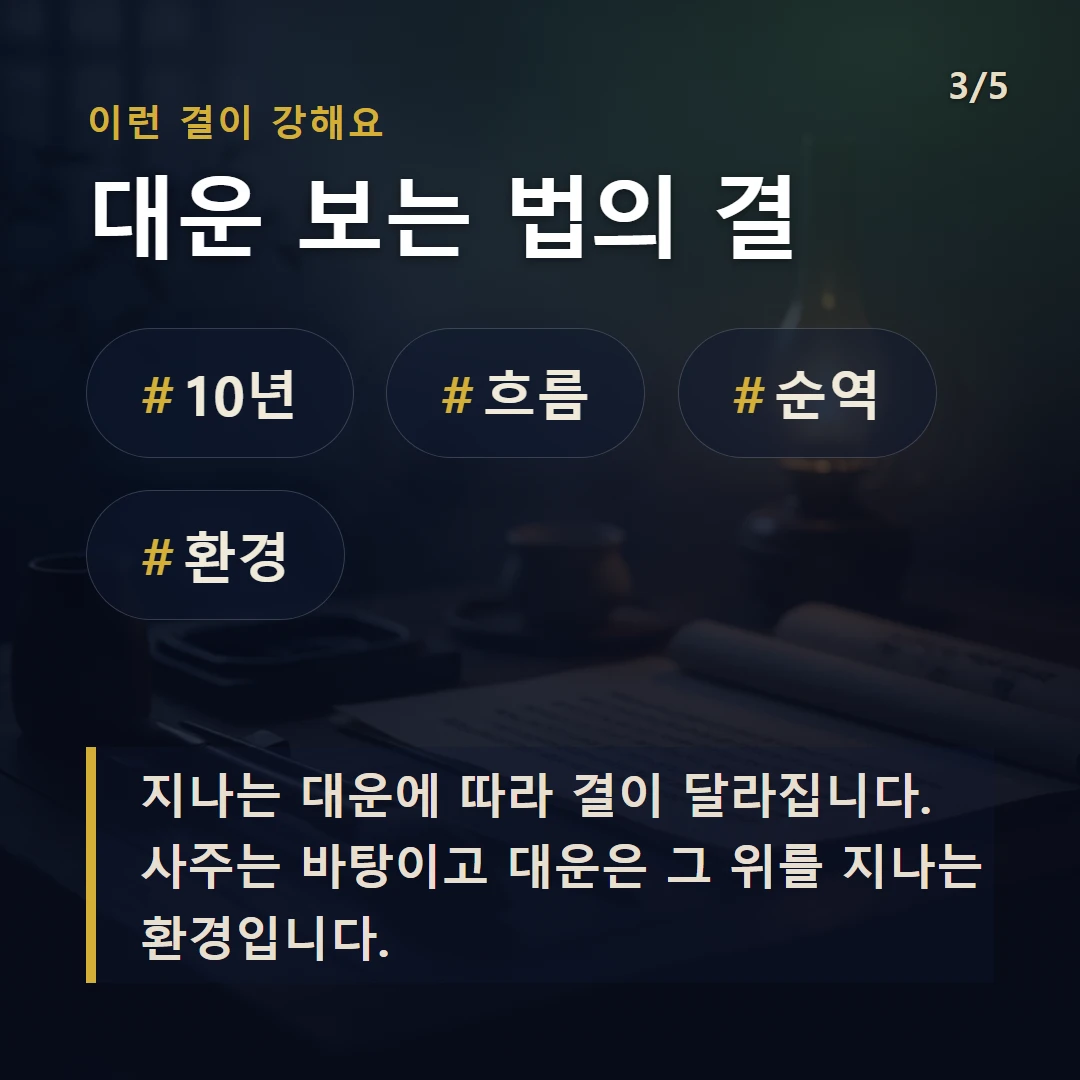 대운 보는 법의 결 — #10년 #흐름 #순역 #환경