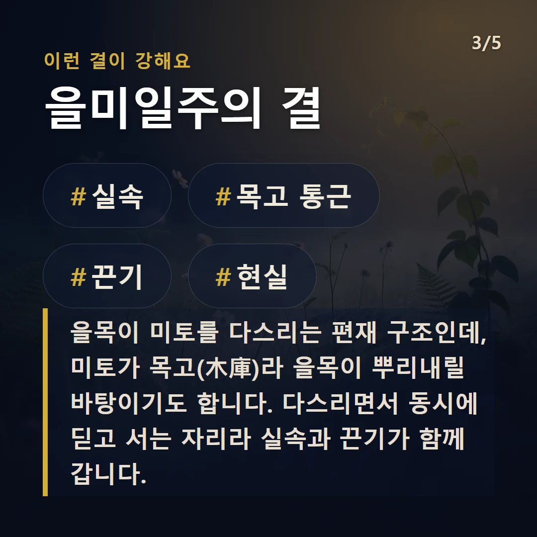 을미일주의 결 — #실속 #목고 통근 #끈기 #현실