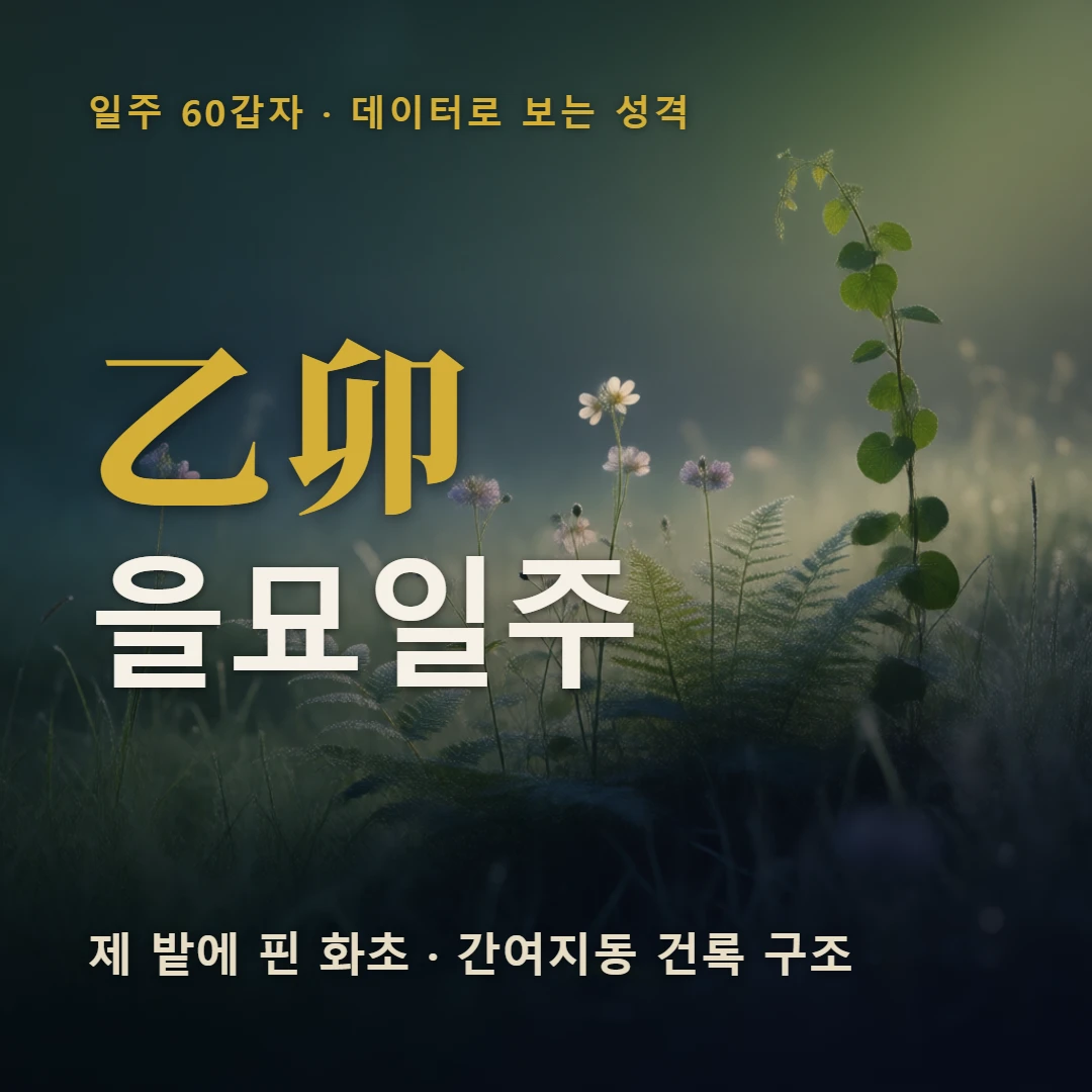 을묘일주 표지 — 제 밭에 핀 화초 · 간여지동 건록 구조