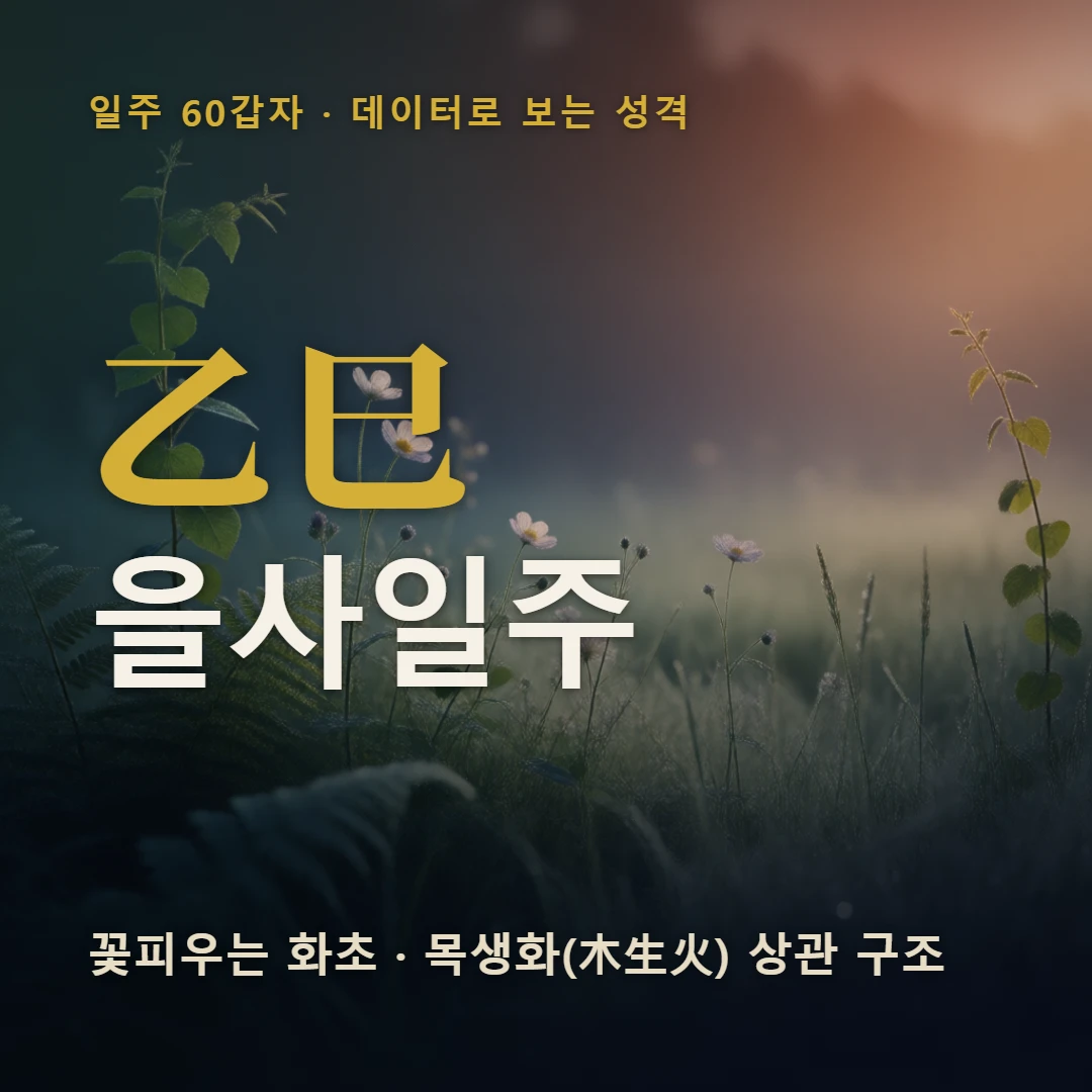 을사일주 표지 — 꽃피우는 화초 · 목생화(木生火) 상관 구조