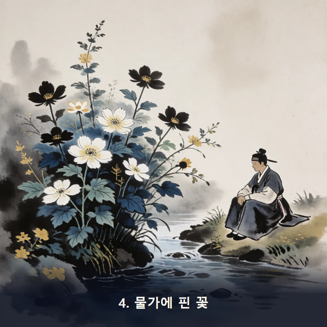 웹툰 4컷 — 4. 물가에 핀 꽃