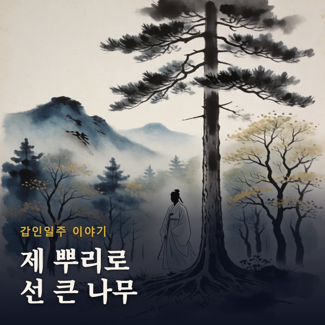 갑인일주 이야기 표지 — 제 뿌리로 선 큰 나무