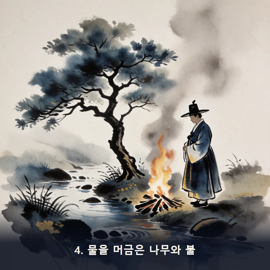 웹툰 4컷 — 4. 물을 머금은 나무와 불