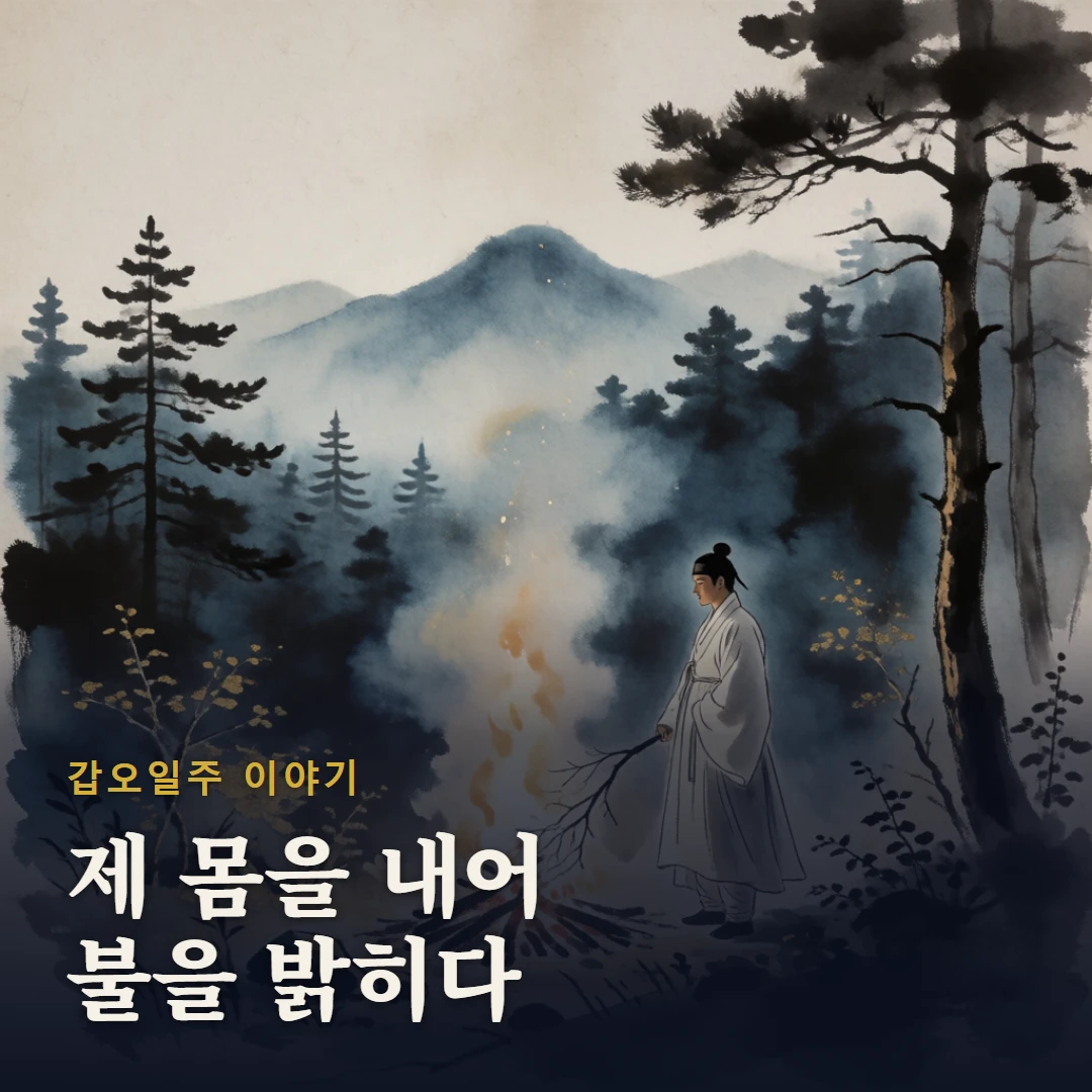 갑오일주 이야기 표지 — 제 몸을 내어 불을 밝히다