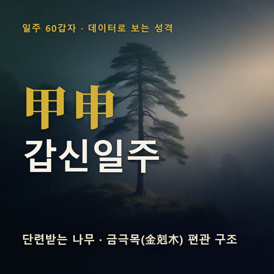갑신일주 표지 — 단련받는 나무 · 금극목(金剋木) 편관 구조