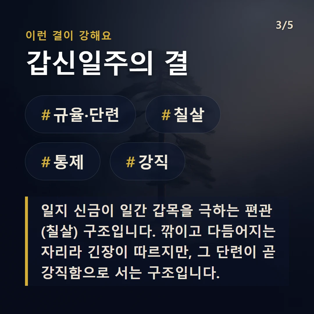 갑신일주의 결 — #규율·단련 #칠살 #통제 #강직