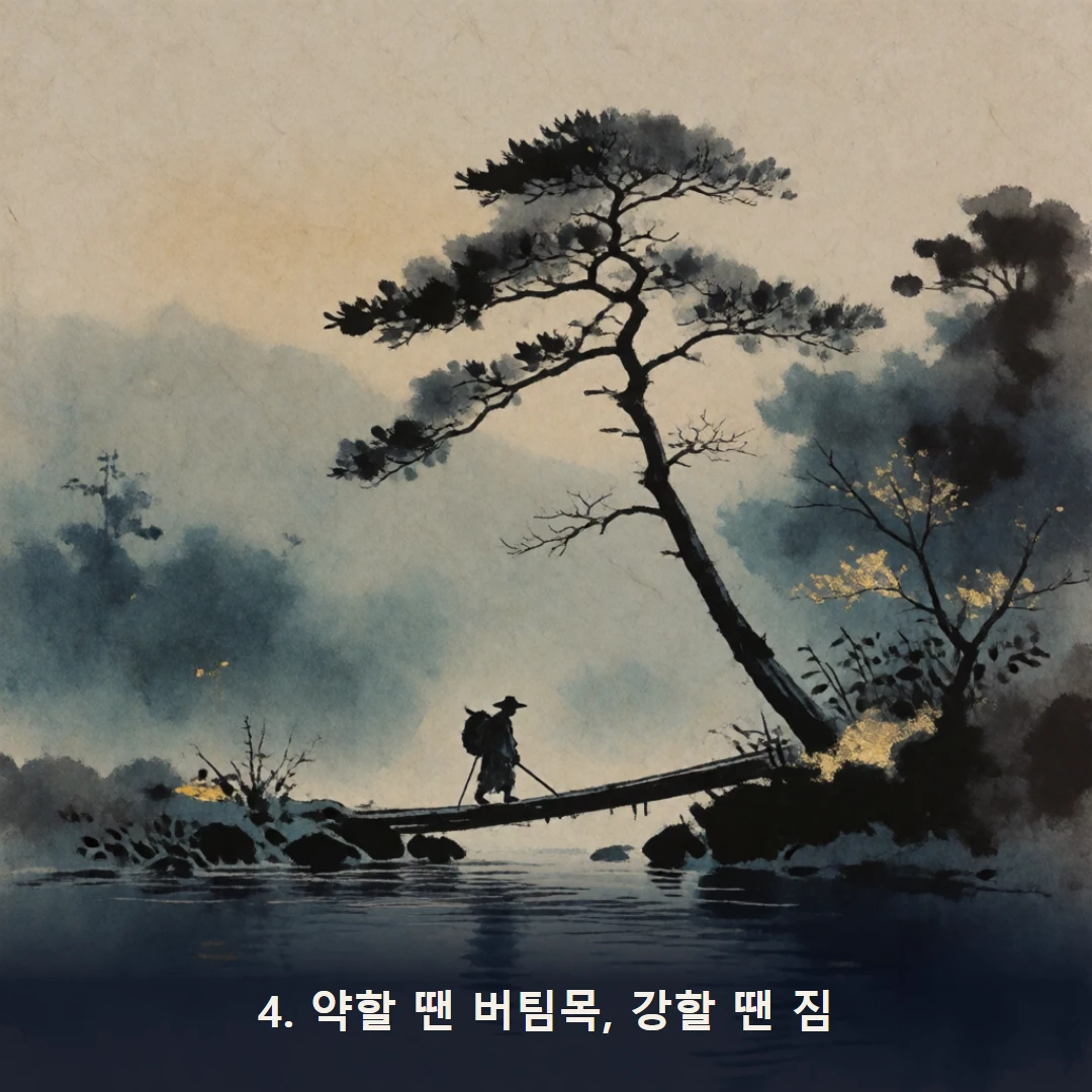 웹툰 4컷 — 4. 약할 땐 버팀목, 강할 땐 짐