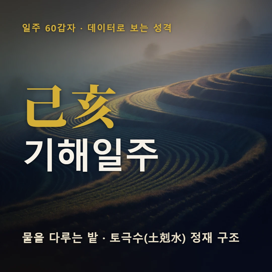 기해일주 표지 — 물을 다루는 밭 · 토극수(土剋水) 정재 구조