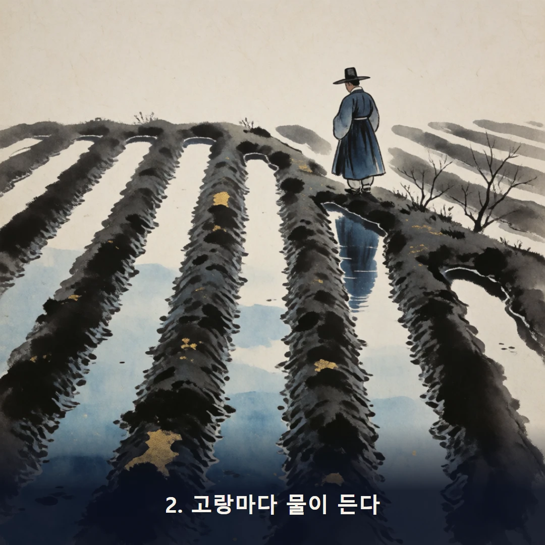 웹툰 2컷 — 2. 고랑마다 물이 든다