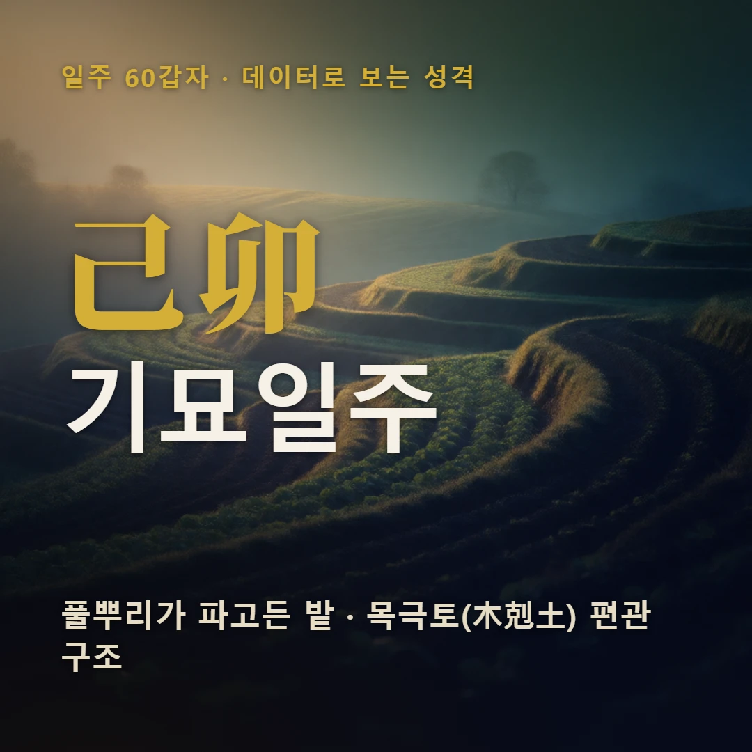 기묘일주 표지 — 풀뿌리가 파고든 밭 · 목극토(木剋土) 편관 구조