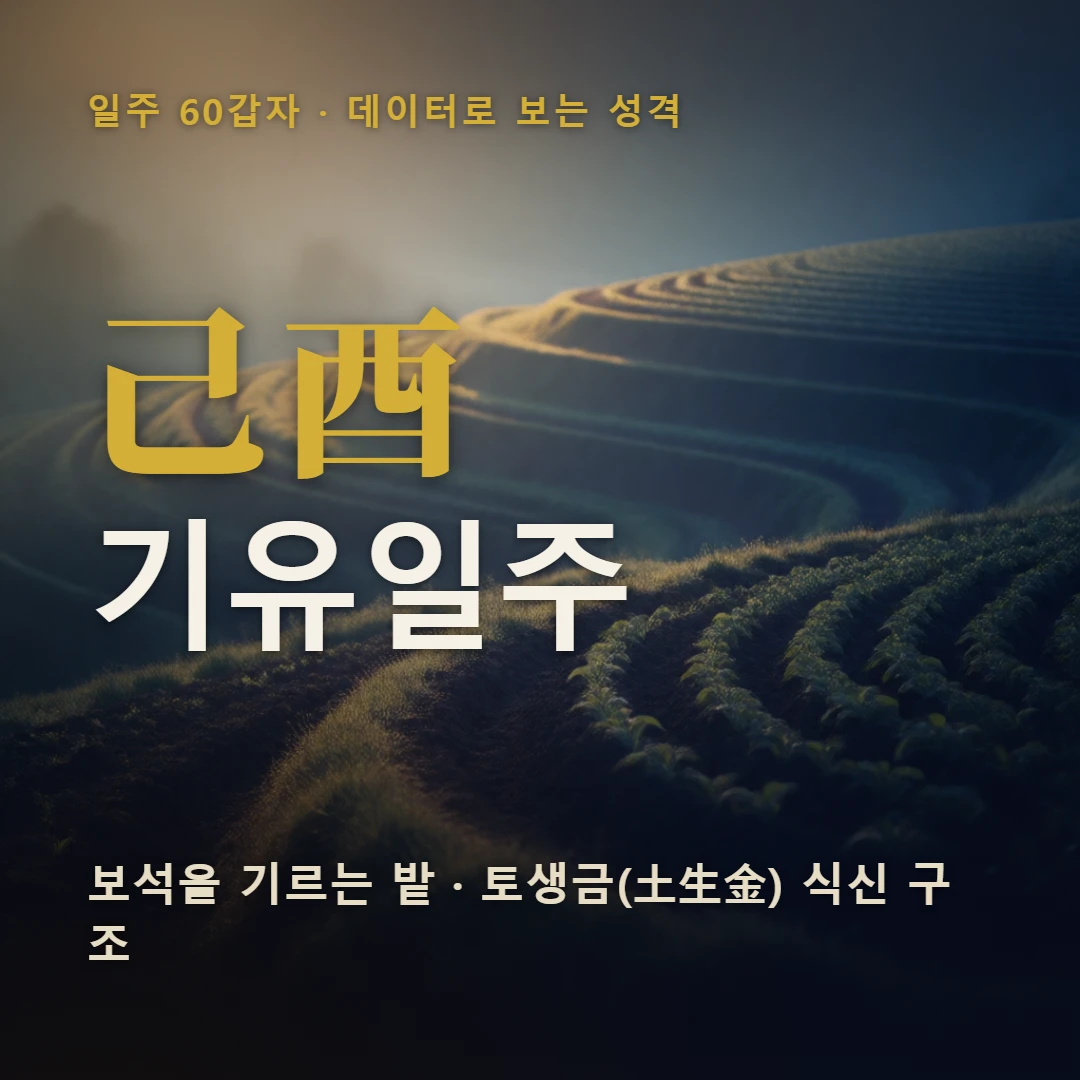 기유일주 표지 — 보석을 기르는 밭 · 토생금(土生金) 식신 구조