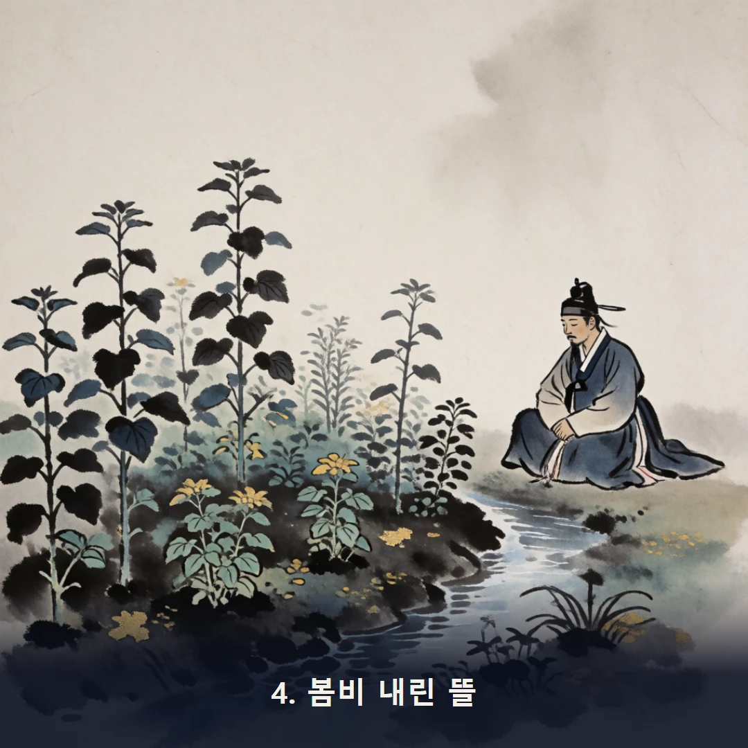 웹툰 4컷 — 4. 봄비 내린 뜰