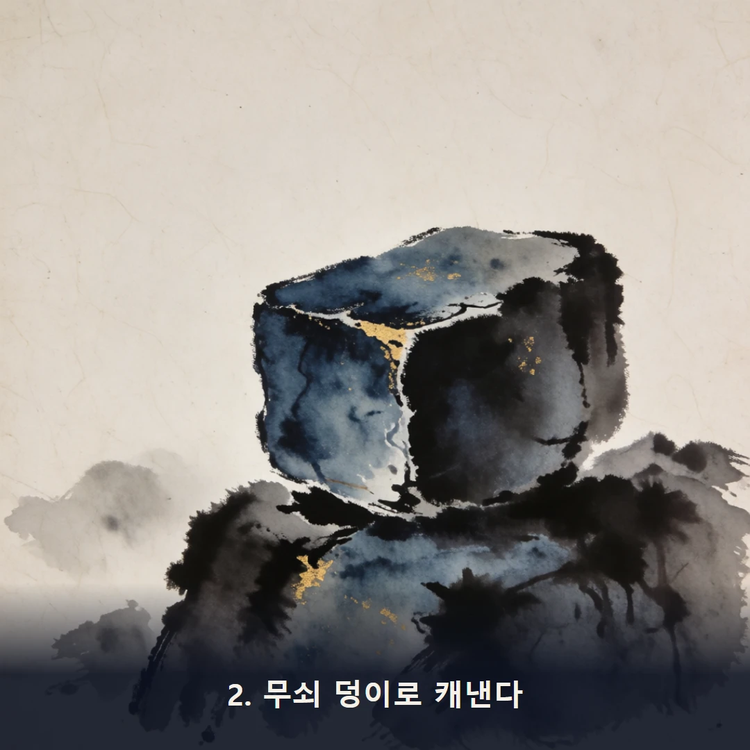 웹툰 2컷 — 2. 무쇠 덩이로 캐낸다
