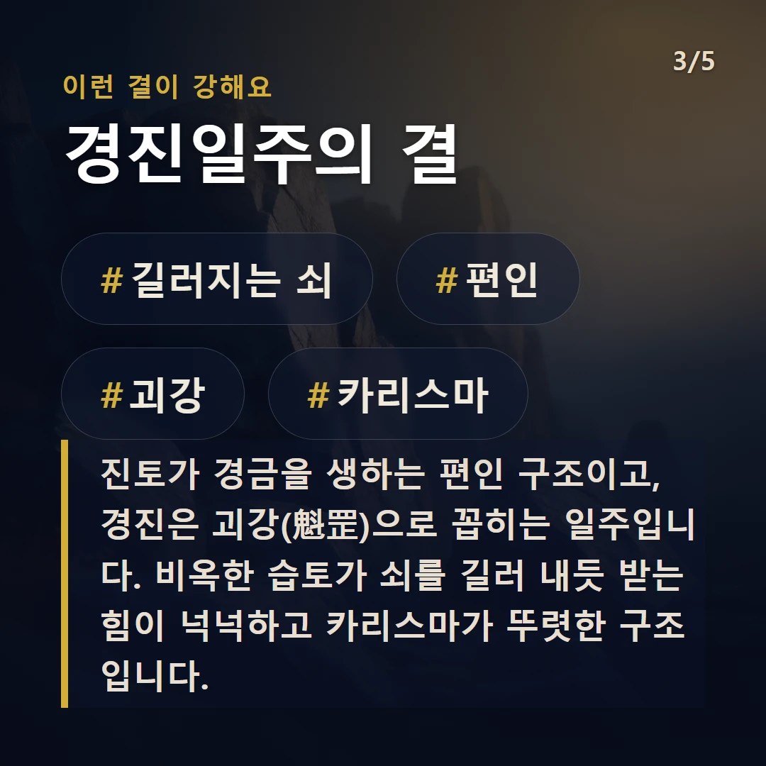 경진일주의 결 — #길러지는 쇠 #편인 #괴강 #카리스마