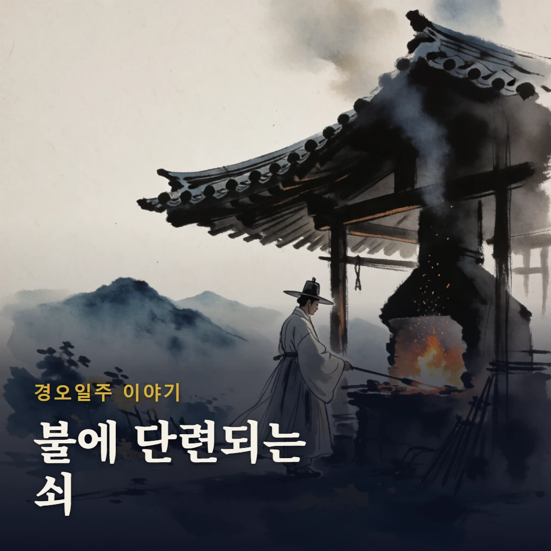 경오일주 이야기 표지 — 불에 단련되는 쇠