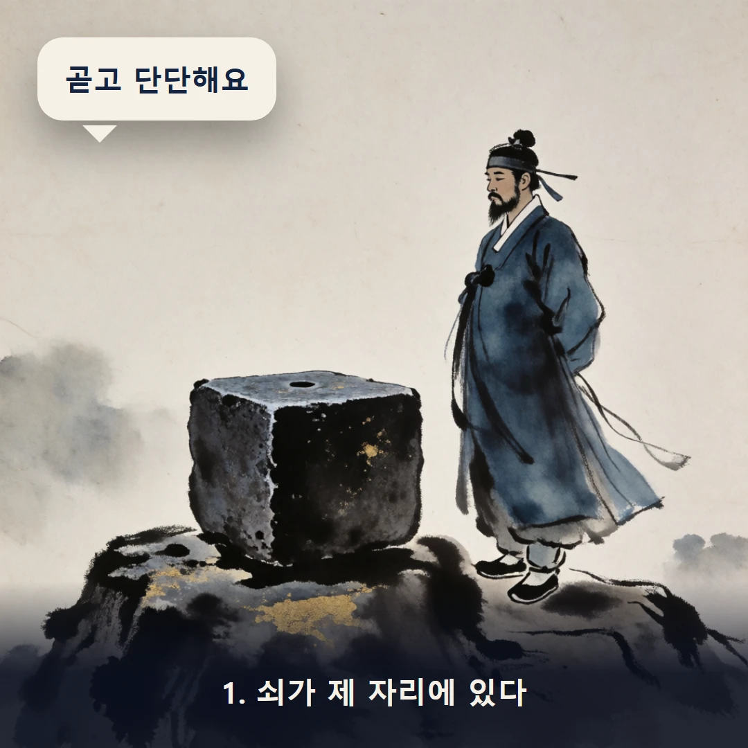 웹툰 1컷 — 1. 쇠가 제 자리에 있다 (곧고 단단해요)