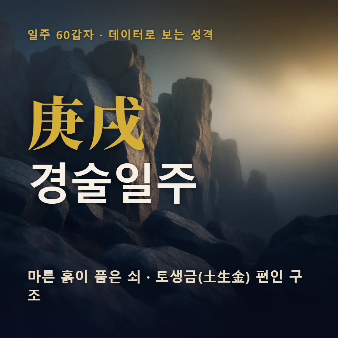 경술일주 표지 — 마른 흙이 품은 쇠 · 토생금(土生金) 편인 구조