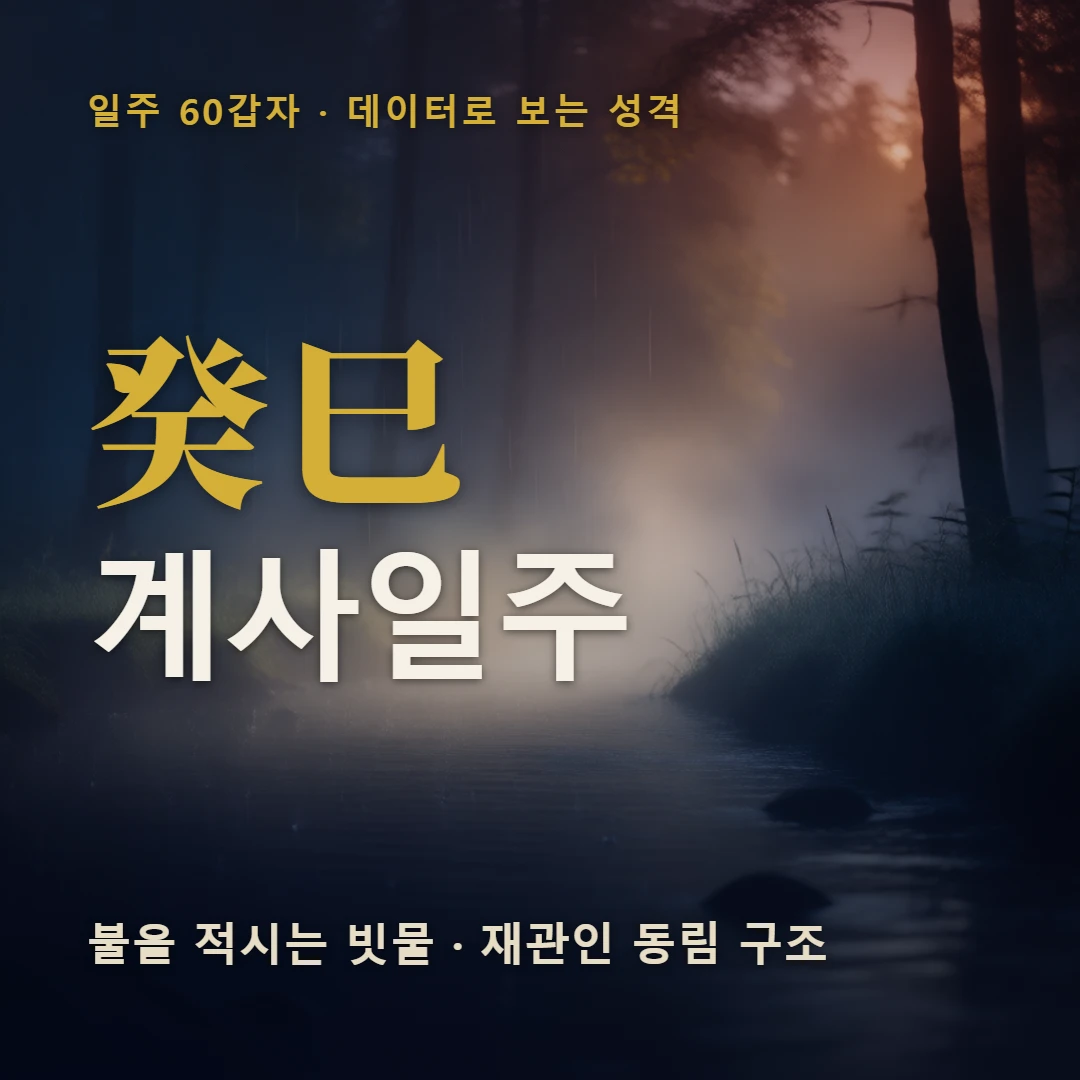 계사일주 표지 — 불을 적시는 빗물 · 재관인 동림 구조