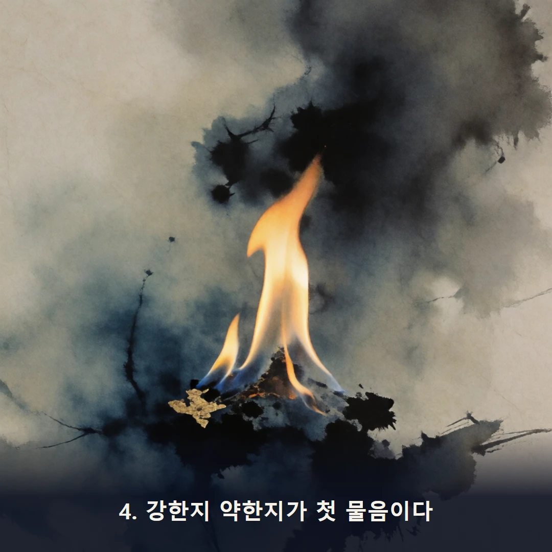 웹툰 4컷 — 4. 강한지 약한지가 첫 물음이다