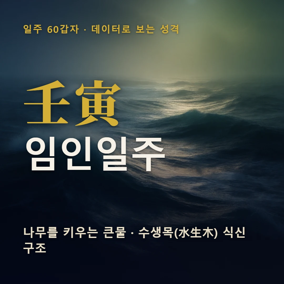 임인일주 표지 — 나무를 키우는 큰물 · 수생목(水生木) 식신 구조