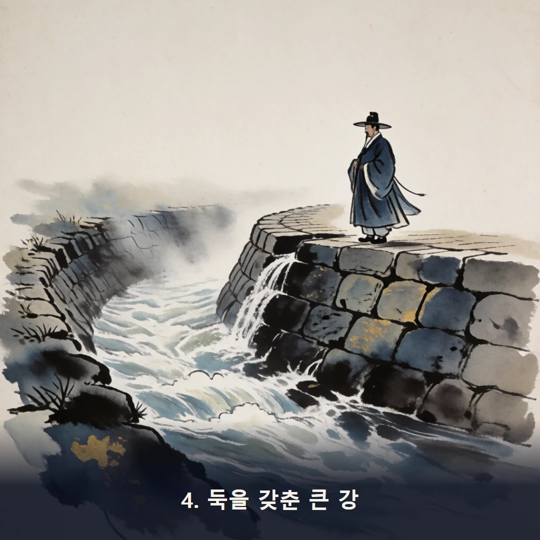 웹툰 4컷 — 4. 둑을 갖춘 큰 강