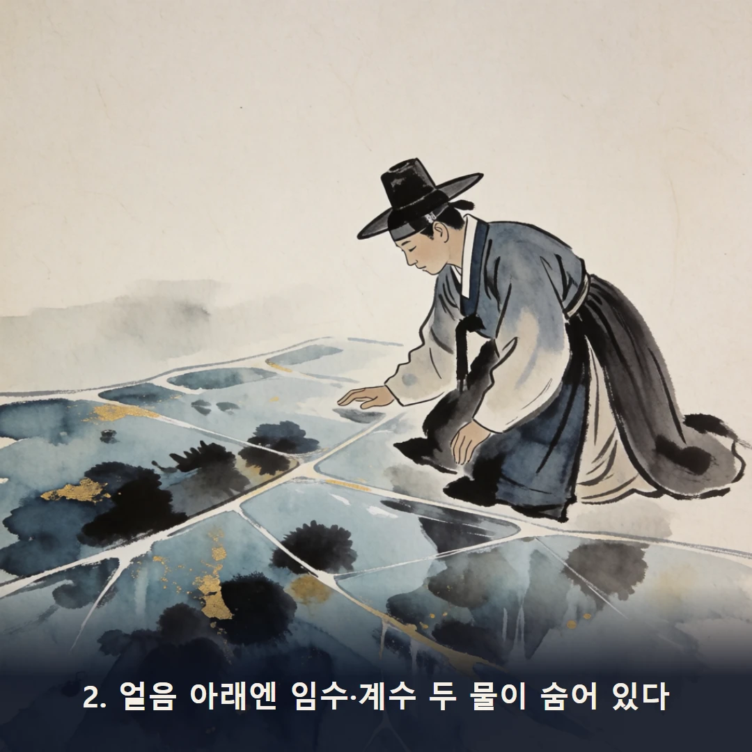 웹툰 2컷 — 2. 얼음 아래엔 임수·계수 두 물이 숨어 있다
