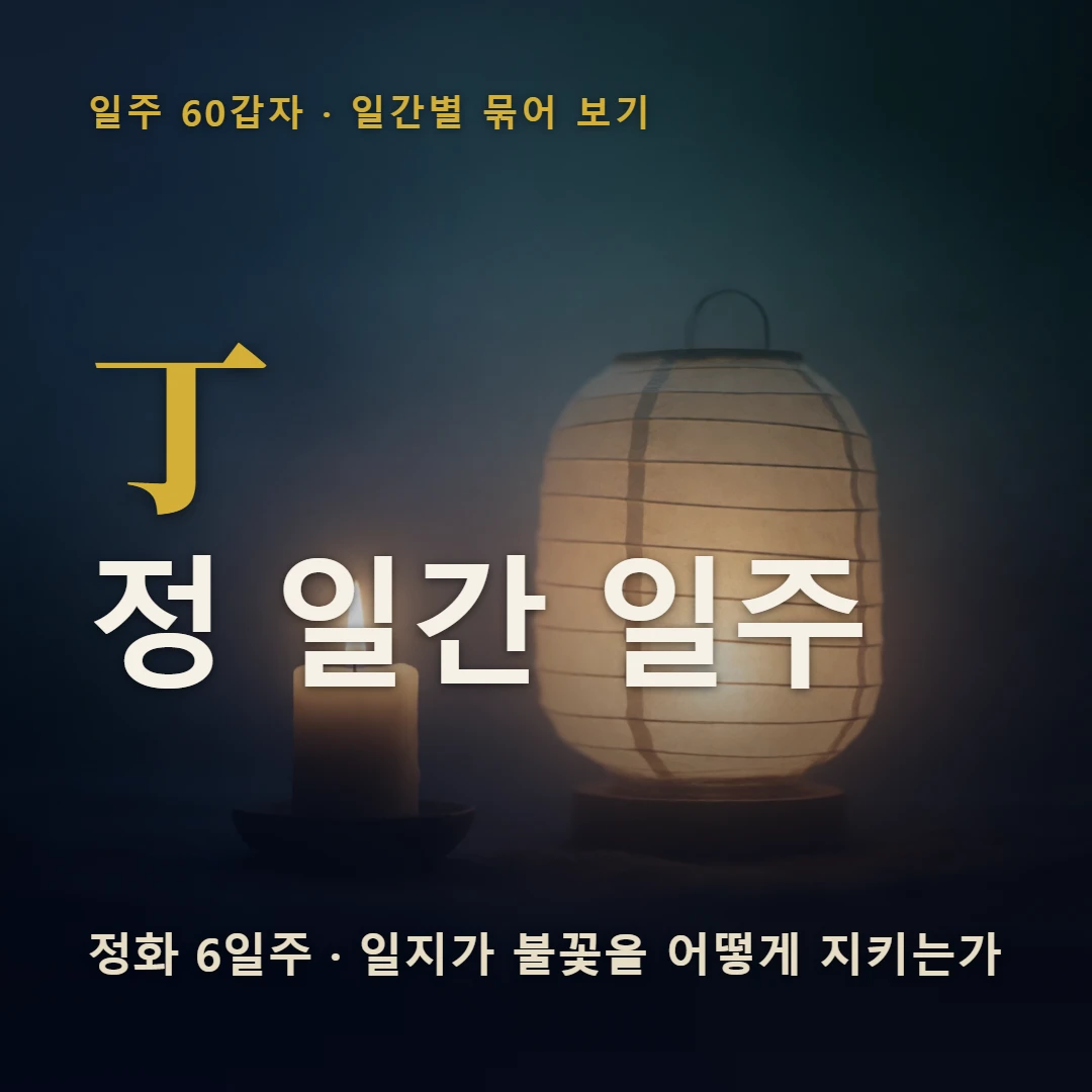 정 일간 일주 표지 — 정화 6일주 · 일지가 불꽃을 어떻게 지키는가
