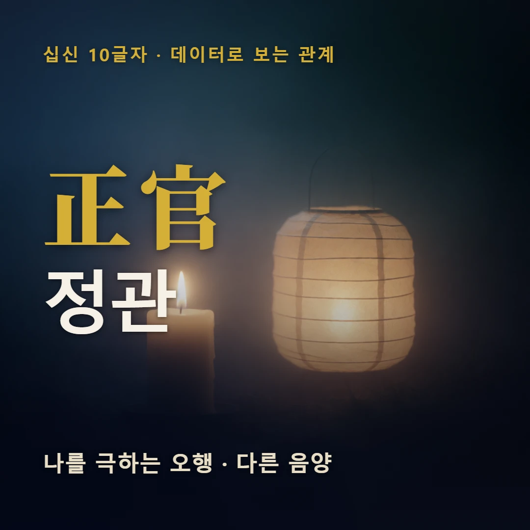 정관 표지 — 나를 극하는 오행 · 다른 음양