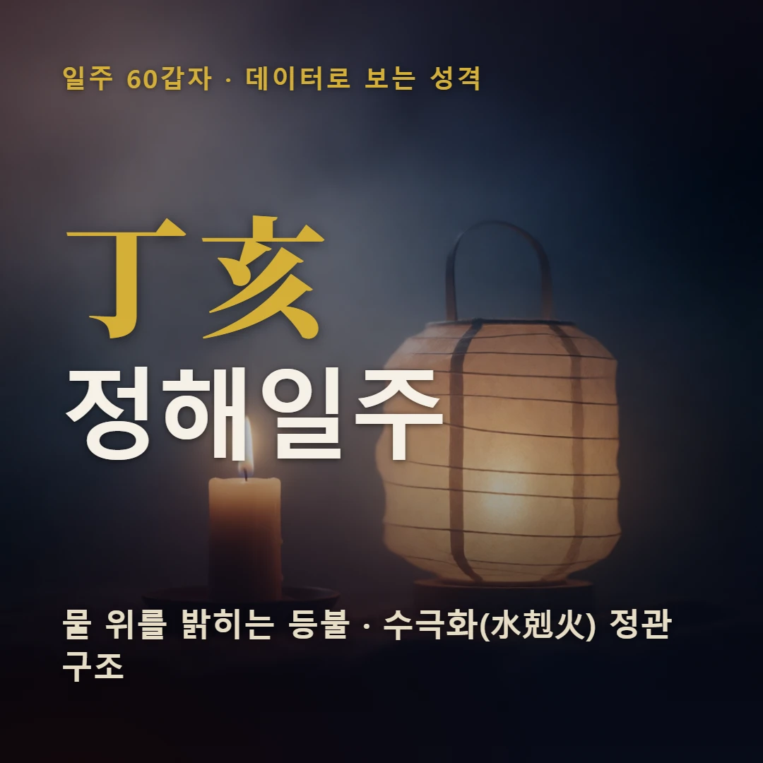정해일주 표지 — 물 위를 밝히는 등불 · 수극화(水剋火) 정관 구조
