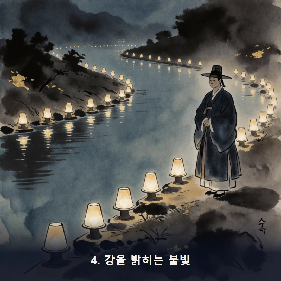 웹툰 4컷 — 4. 강을 밝히는 불빛