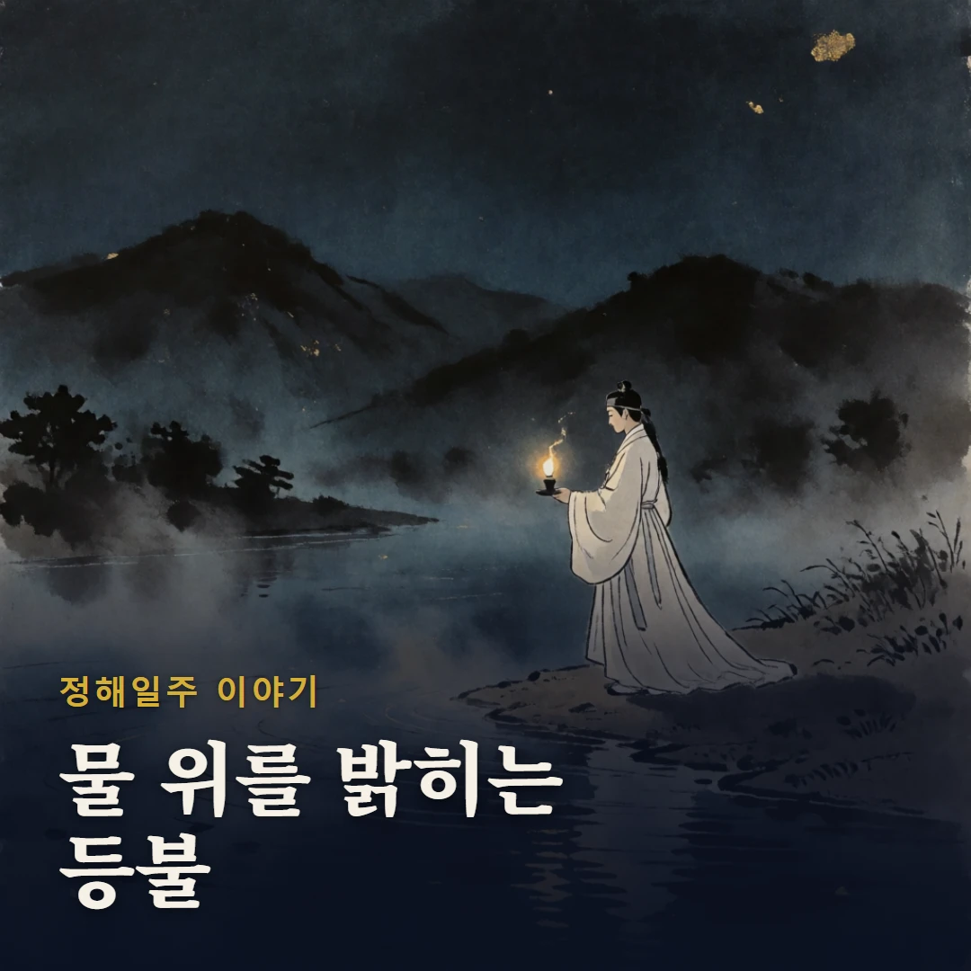 정해일주 이야기 표지 — 물 위를 밝히는 등불