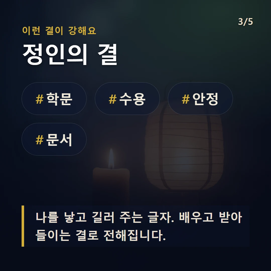 정인의 결 — #학문 #수용 #안정 #문서