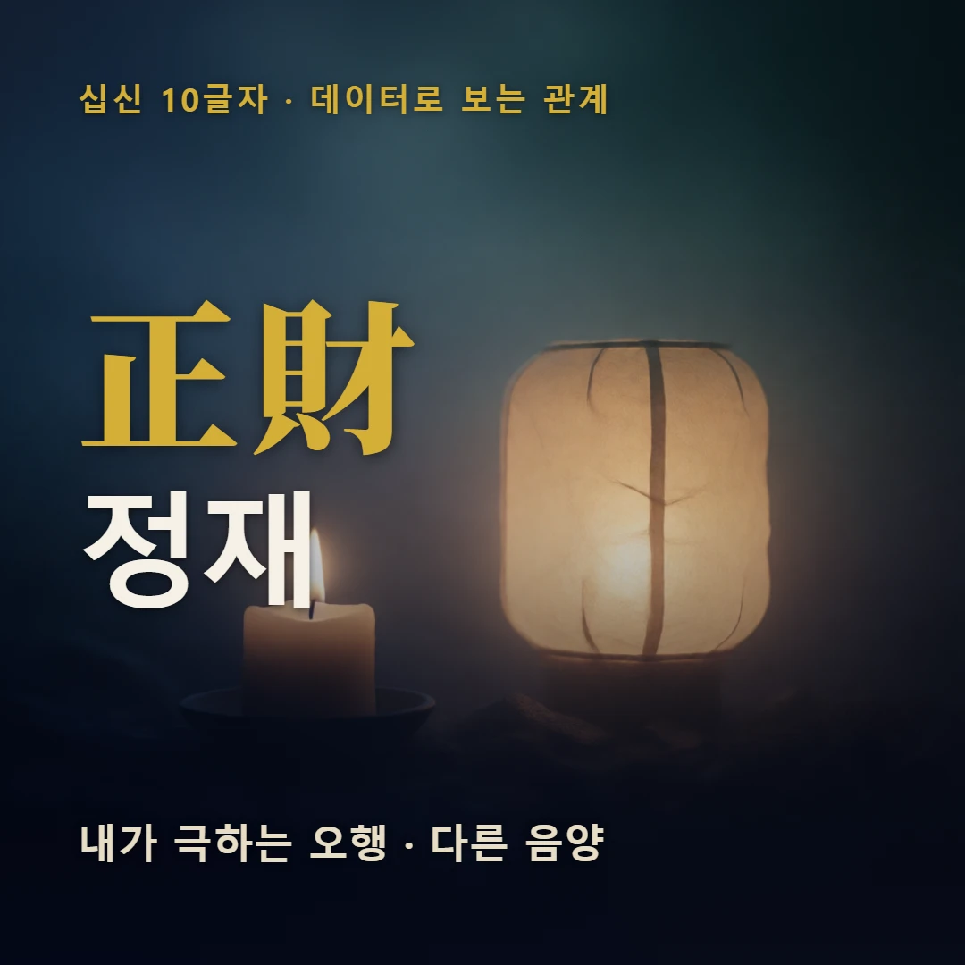 정재 표지 — 내가 극하는 오행 · 다른 음양