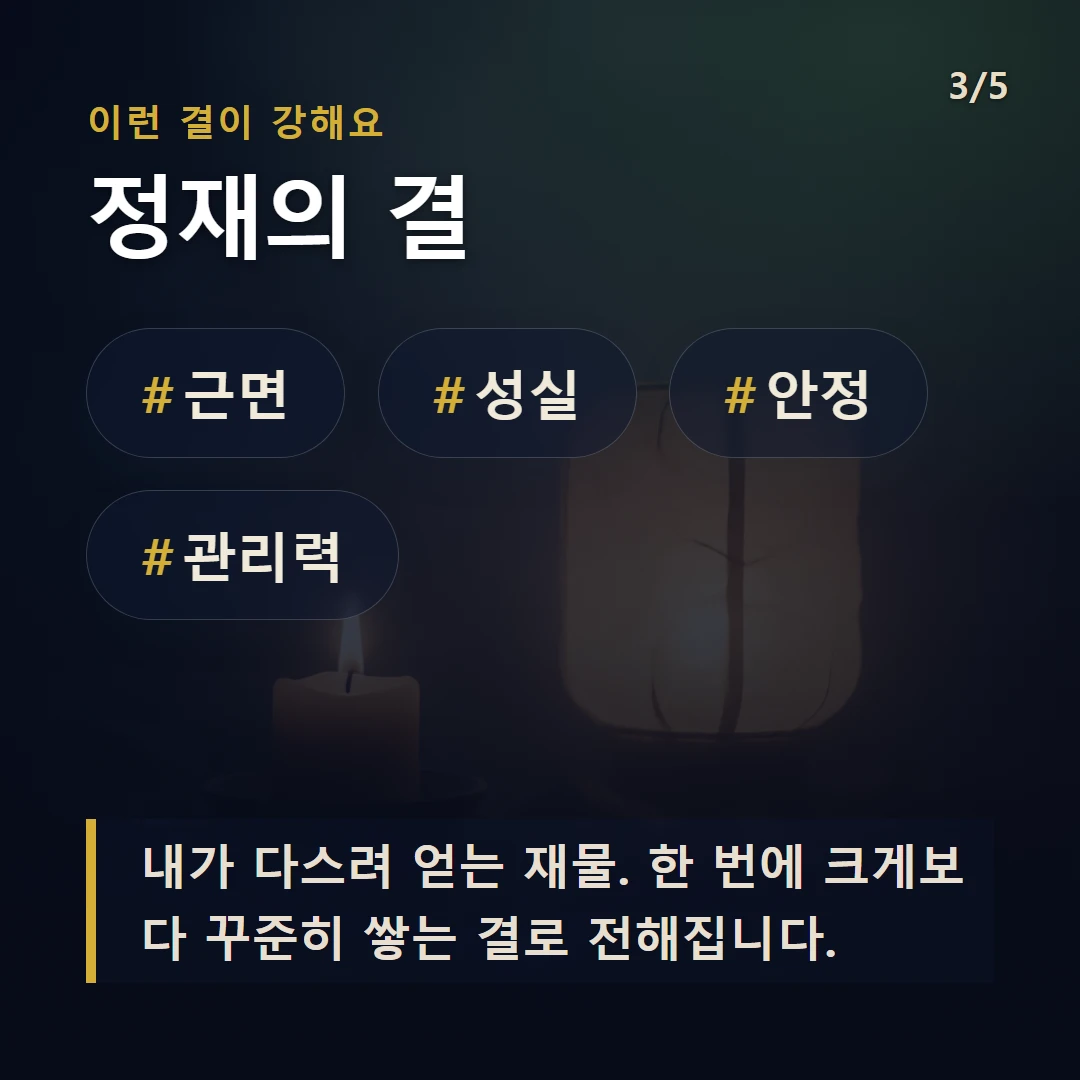 정재의 결 — #근면 #성실 #안정 #관리력