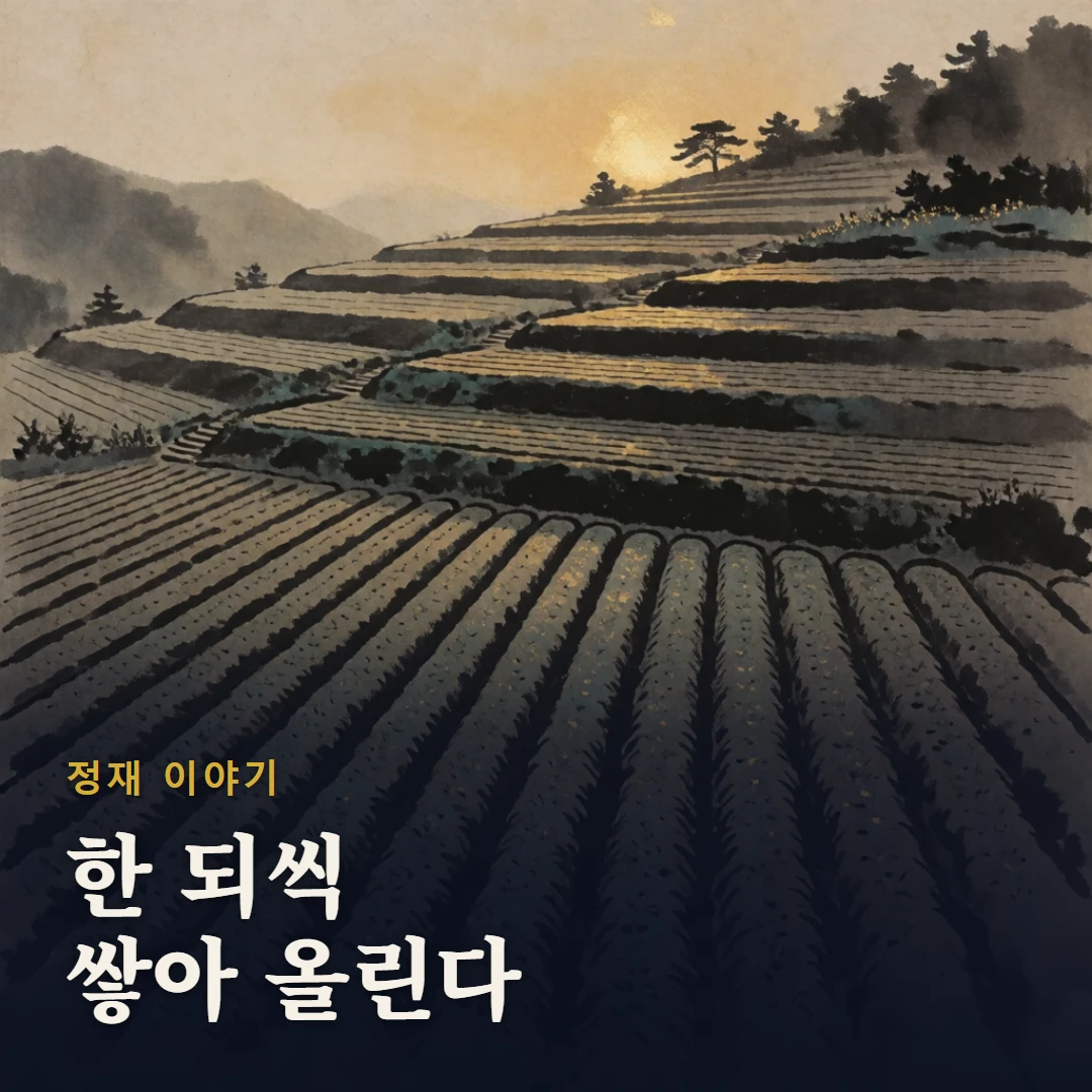 정재 이야기 표지 — 한 되씩 쌓아 올린다