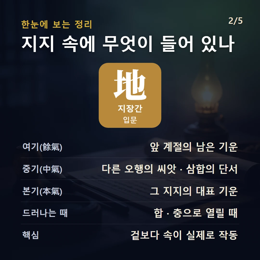 지장간 구조 — 지장간(地藏干)의 개념을 데이터로 정리