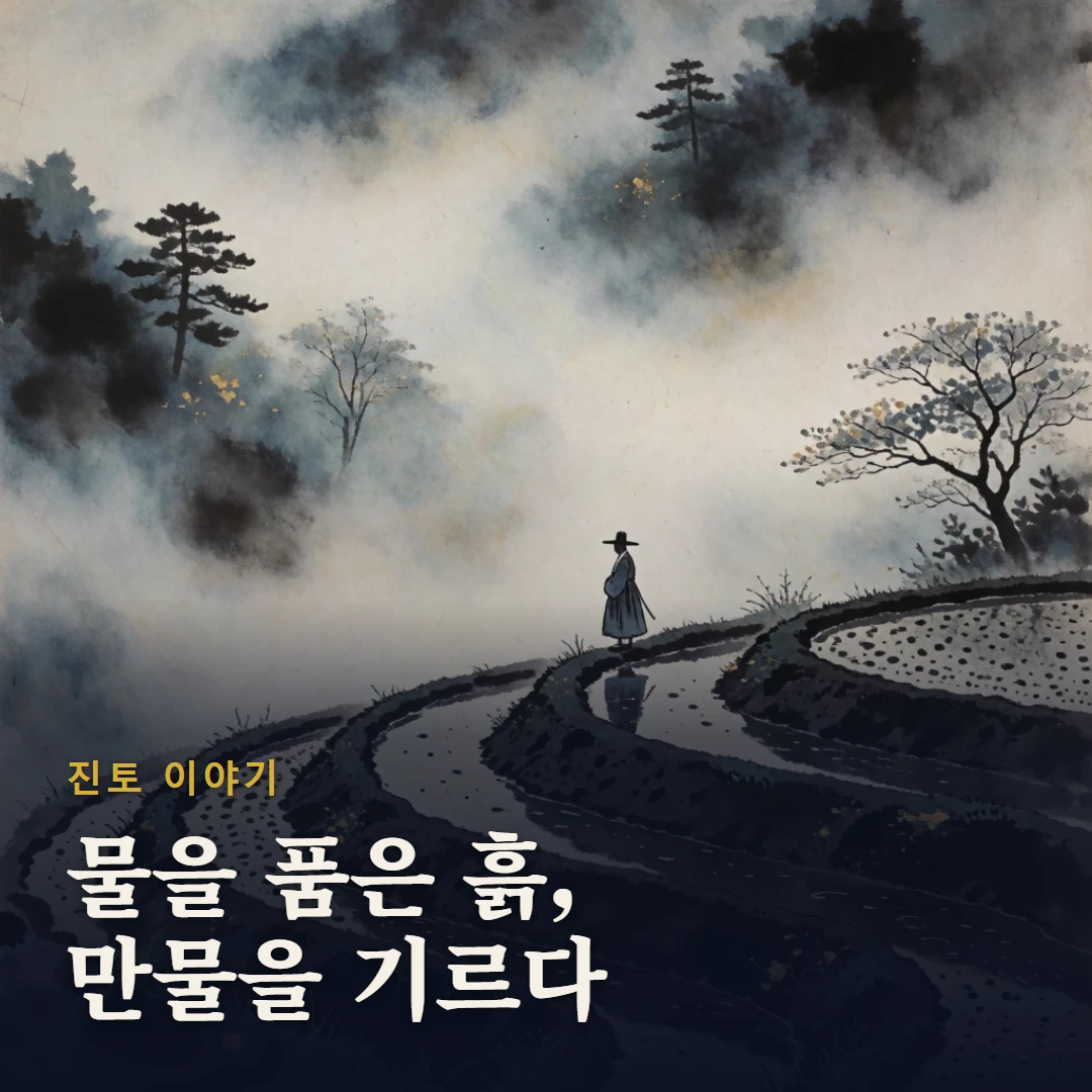진토 이야기 표지 — 물을 품은 흙, 만물을 기르다
