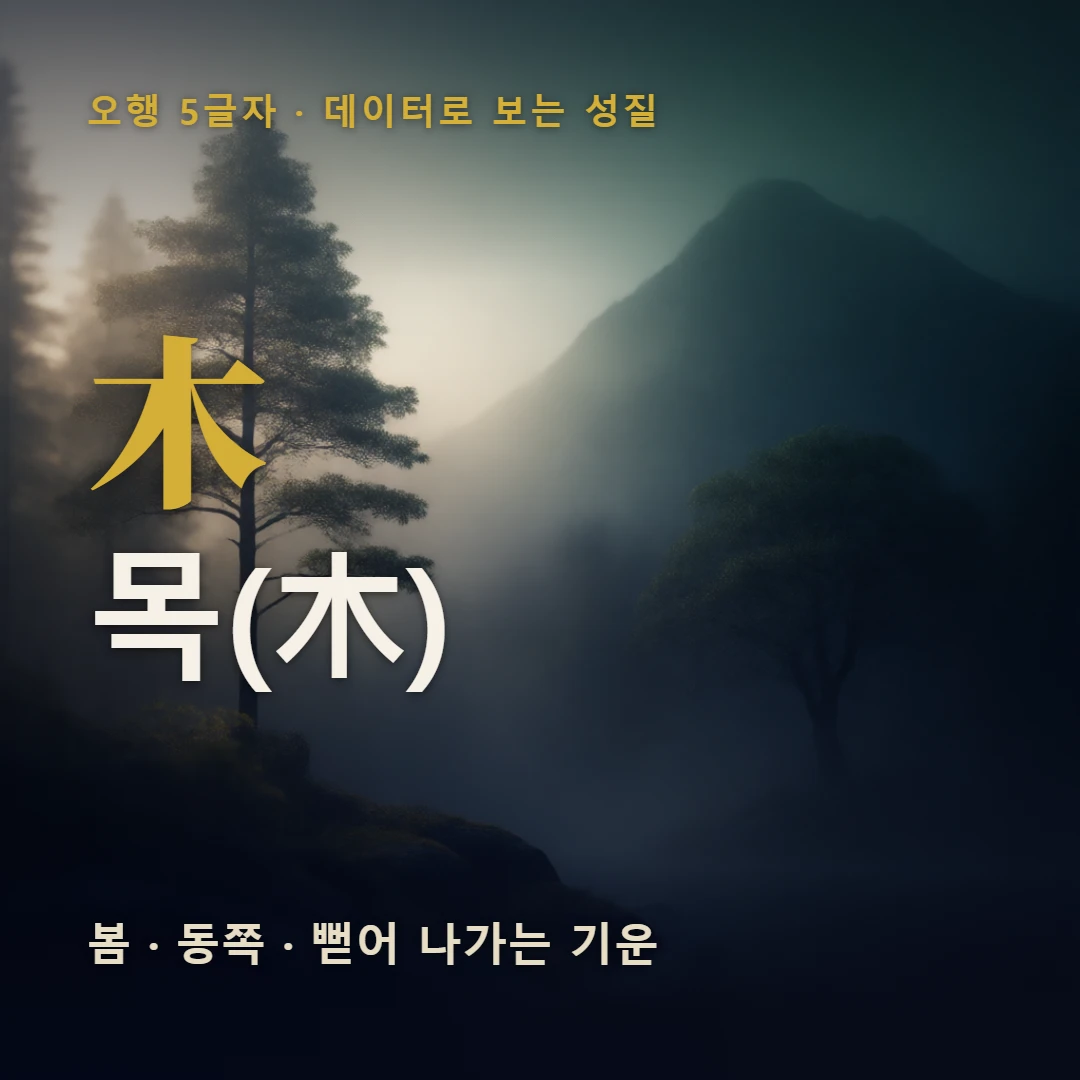 목(木) 표지 — 봄 · 동쪽 · 뻗어 나가는 기운