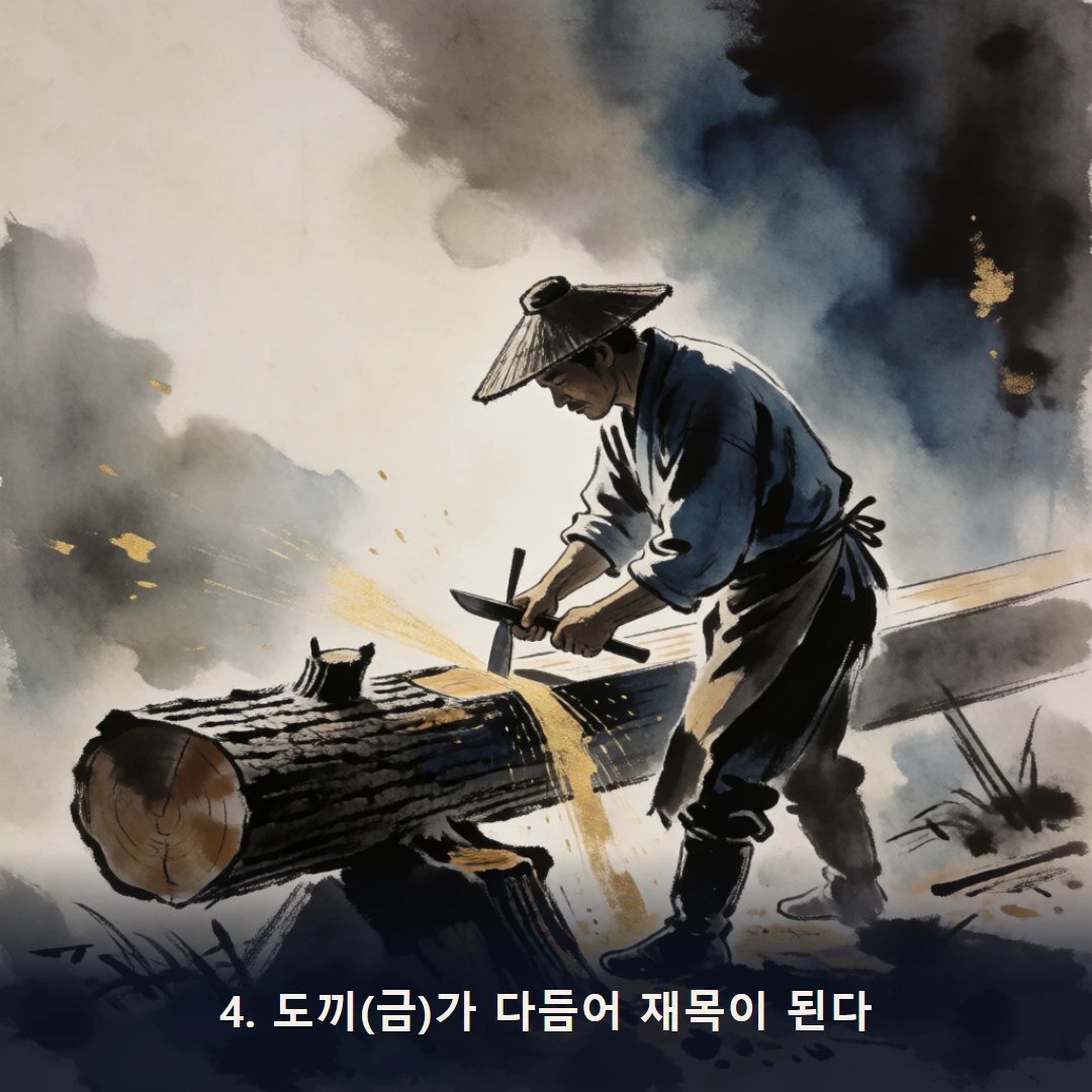 웹툰 4컷 — 4. 도끼(금)가 다듬어 재목이 된다