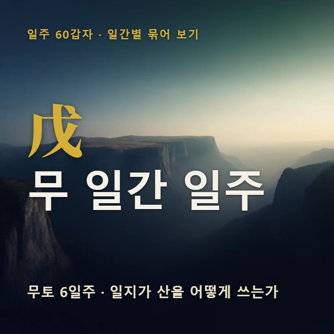 무 일간 일주 표지 — 무토 6일주 · 일지가 산을 어떻게 쓰는가