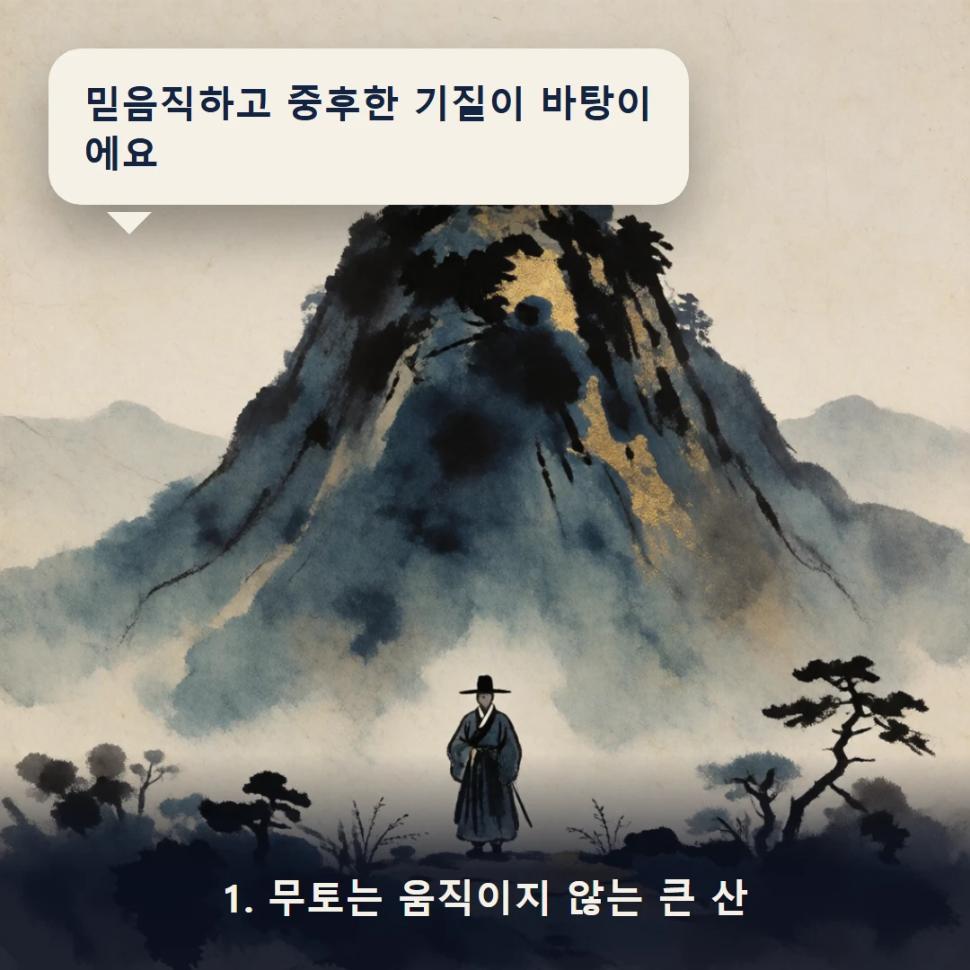 웹툰 1컷 — 1. 무토는 움직이지 않는 큰 산 (믿음직하고 중후한 기질이 바탕이에요)