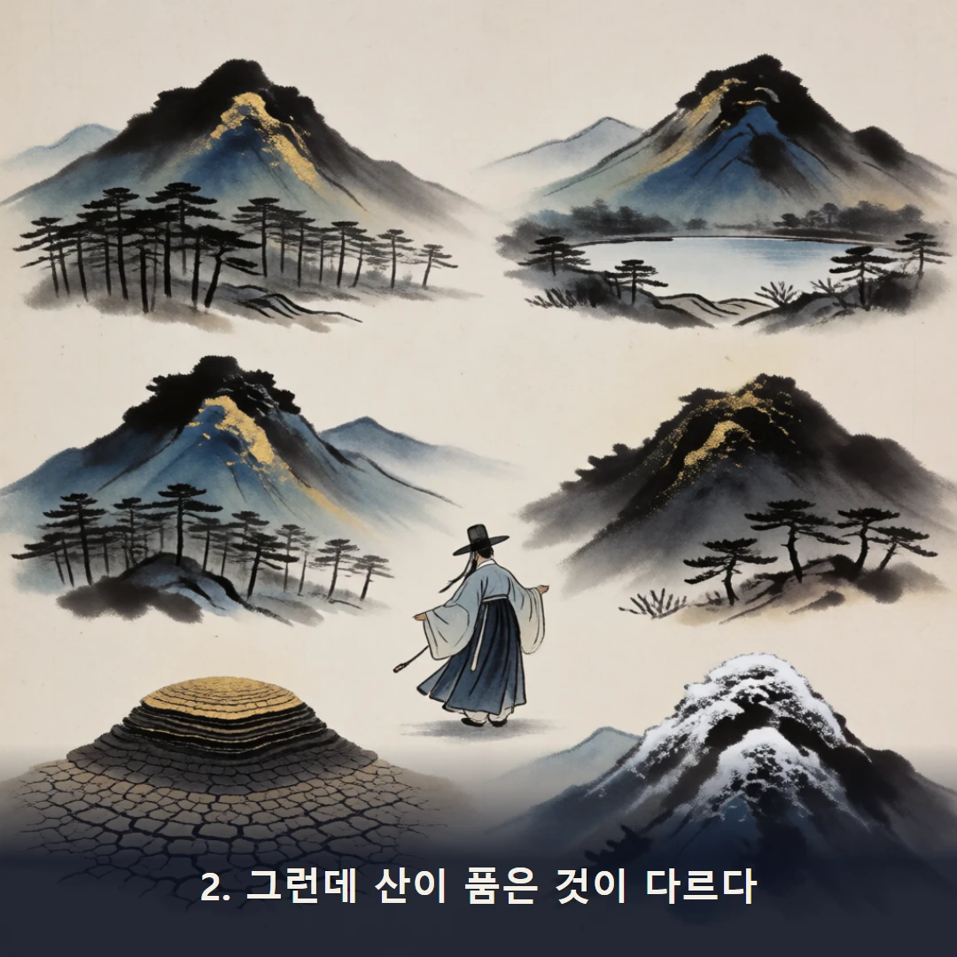 웹툰 2컷 — 2. 그런데 산이 품은 것이 다르다