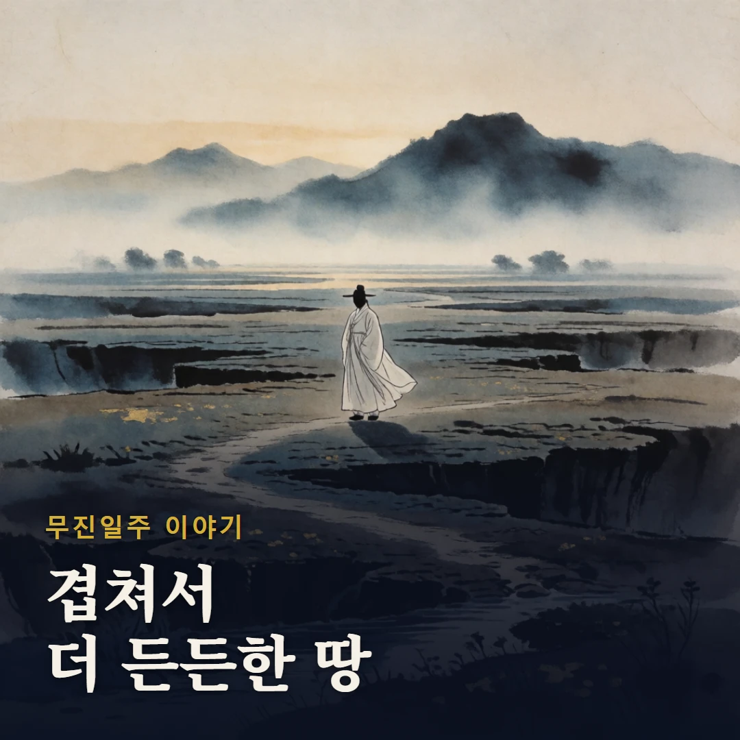 무진일주 이야기 표지 — 겹쳐서 더 든든한 땅