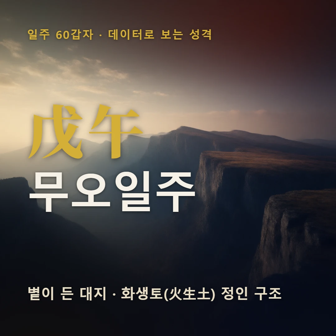 무오일주 표지 — 볕이 든 대지 · 화생토(火生土) 정인 구조